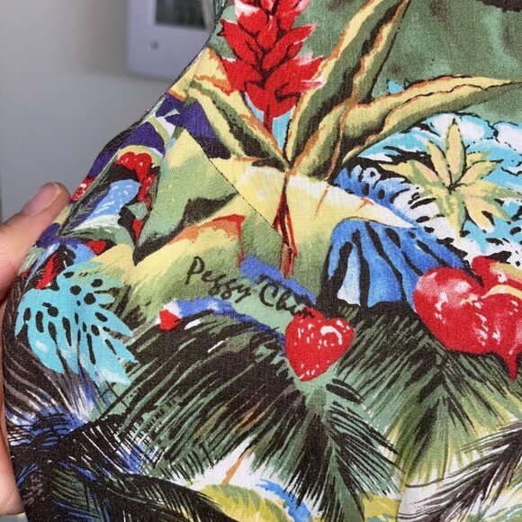 Reyn Spooner Dress Size Medium Vintage Rayon Hawaiian Print Peggy Chun Art Rare - Picture 9 of 13